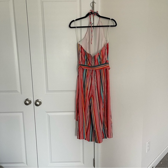 Alice + Olivia Lucie Cropped Wide leg Halter neck‎ Striped Jumpsuit - Picture 3 of 9